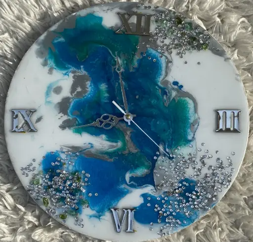 Ocean-Inspired Resin Wall Clock
